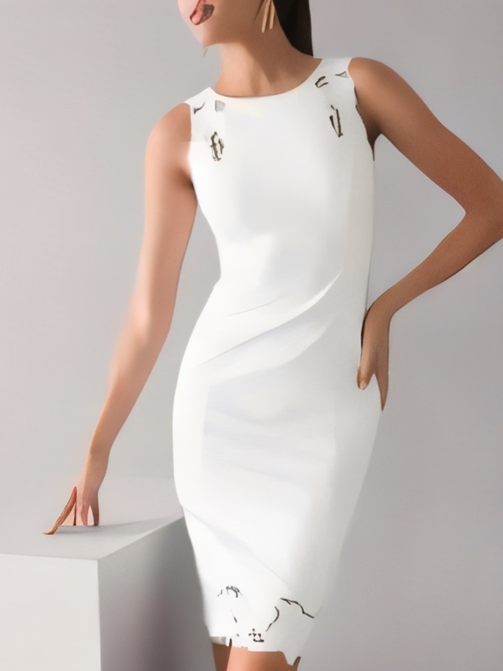 White House Black Market Ecru Lace Sheath Dress Size 14 NWT - Picture 2 of 5
